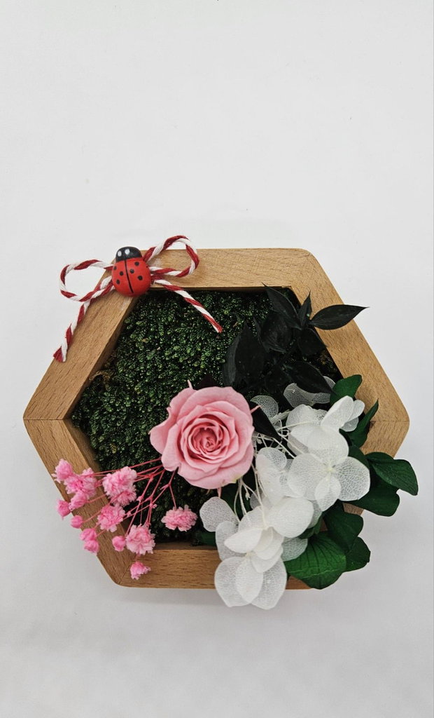 Martisor cu trandafir criogenat XS