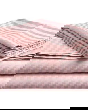 Lenjerie de pat 1 persoana, Colectia Firenze, Bumbac 100%, Damasc dungi subtiri, cearsaf de pat 160&times;240 cm; husa pilota 150&times;200 cm; 1 fata de perna 50&times;70 cm, roz