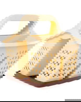 Suport/scurgator tacamuri si ustensile de bucatarie, maro/crem