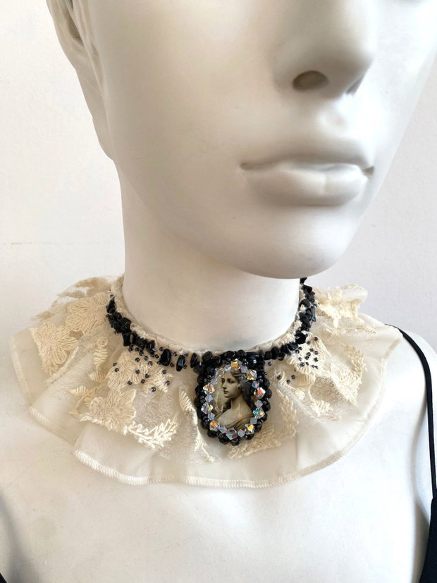 Chocker elegant・ Bijuterie unicat・Chocker・Guler・Colier vrem dantela