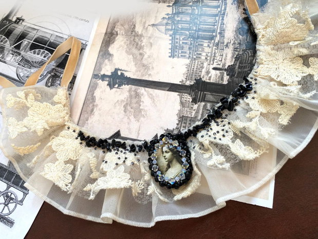 Chocker elegant・ Bijuterie unicat・Chocker・Guler・Colier vrem dantela