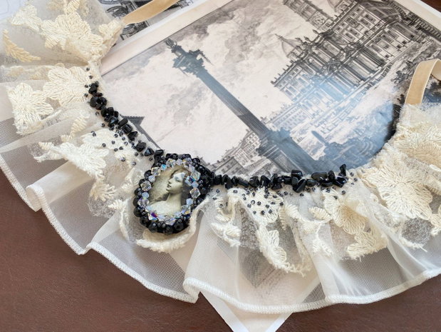 Chocker elegant・ Bijuterie unicat・Chocker・Guler・Colier vrem dantela