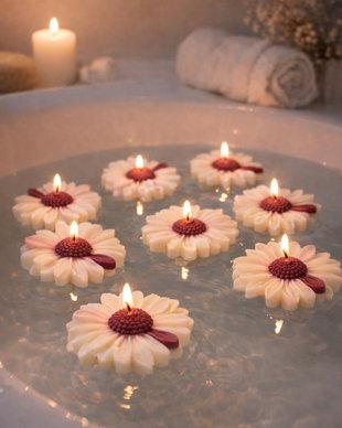 Bloom Ritual  Set 8 Lumanari Plutitoare din Ceara Naturala de Soia Premium, Marturii Eveniment si Ritual Spa Acasa
