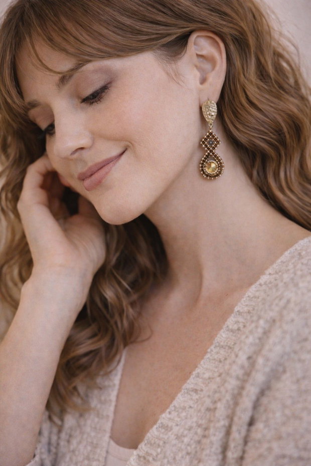 Cercei eleganti bronz-auriu