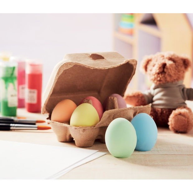 Ouă de Creație set 6 crete colorate în formă de ou, cu cofraj din carton colorabil, cadou creativ pentru copii