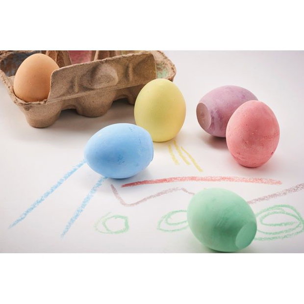 Ouă de Creație set 6 crete colorate în formă de ou, cu cofraj din carton colorabil, cadou creativ pentru copii
