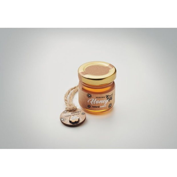 Dulce Amintire Honey Jar mărturie cu miere din flori sălbatice 50g și semințe melifere, cadou eco, pentru nuntă, botez și evenimente, minim 50 bucăți