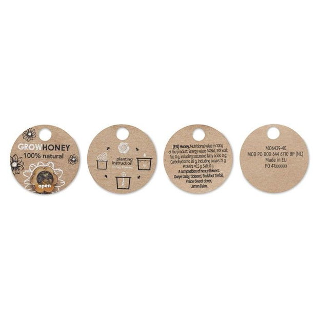 Dulce Amintire Honey Jar mărturie cu miere din flori sălbatice 50g și semințe melifere, cadou eco, pentru nuntă, botez și evenimente, minim 50 bucăți