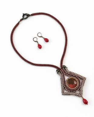 Set colier statement si cercei Ruby Earth