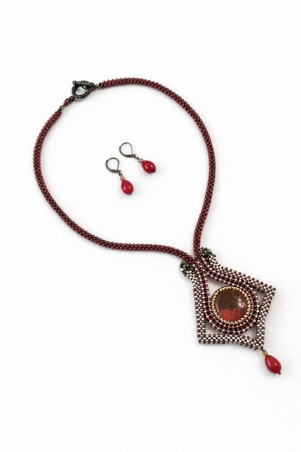 Set colier statement si cercei Ruby Earth