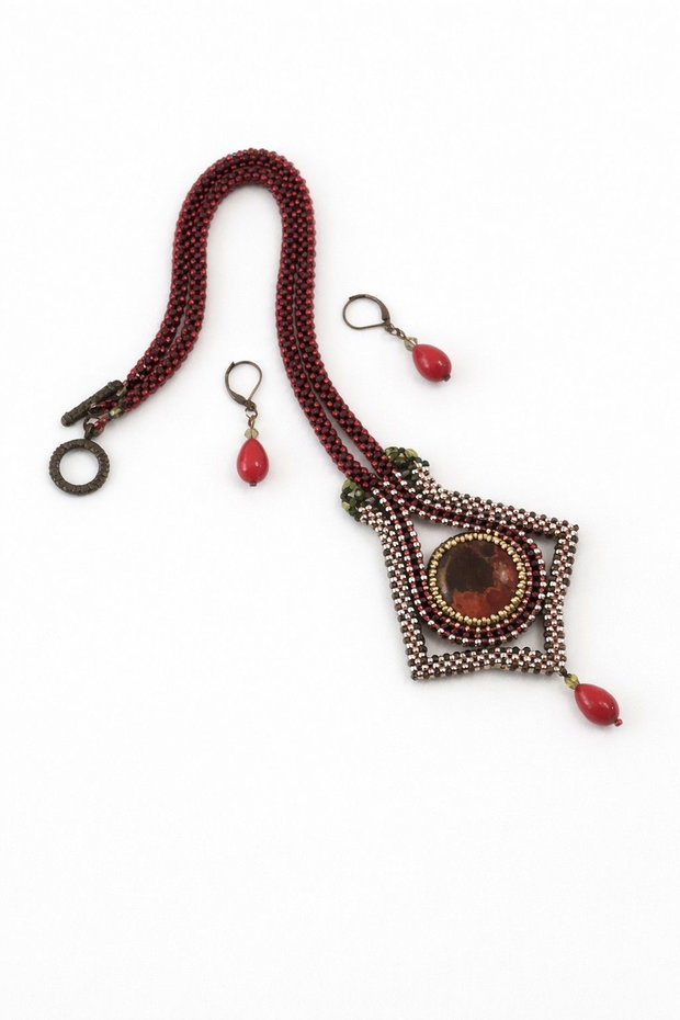 Set colier statement si cercei Ruby Earth