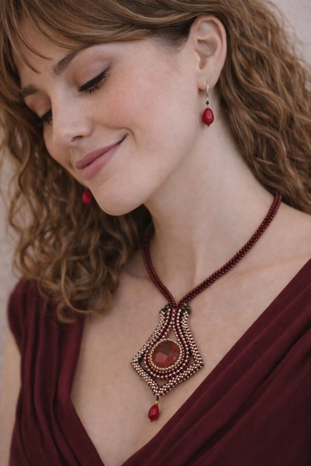 Set colier statement si cercei Ruby Earth