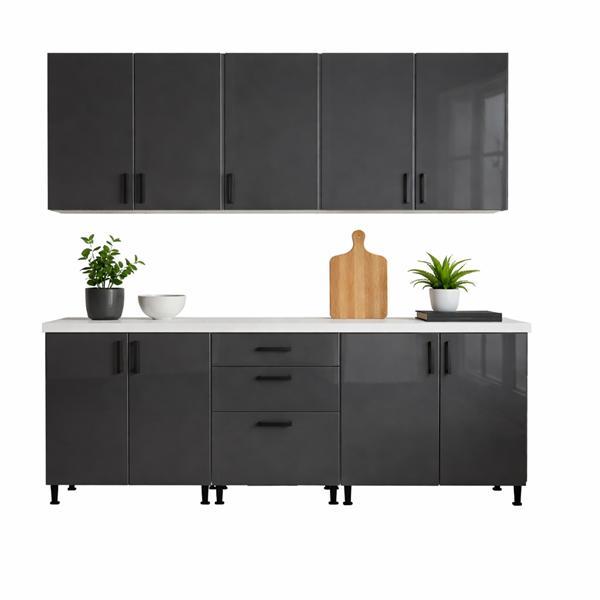 Bucatarie 200 cm mdf acryl gri antracit