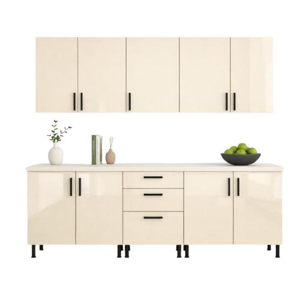 Bucatarie 200 cm mdf acryl crem