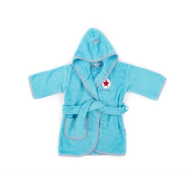 Halat de baie cu gluga, bumbac, 1-2 ani, turquoise