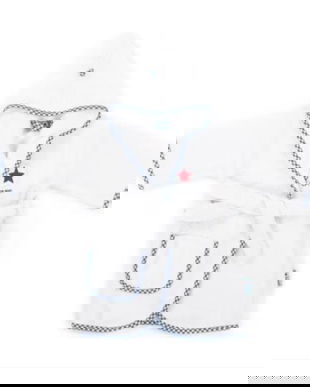 Halat de baie cu gluga, bumbac, 1-2 ani, Alb si Bleu