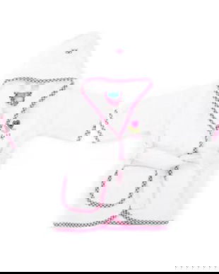 Halat de baie cu gluga, bumbac, luni,1-2 ani alb si roz