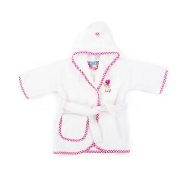 Halat de baie cu gluga, bumbac, luni,1-2 ani alb si roz