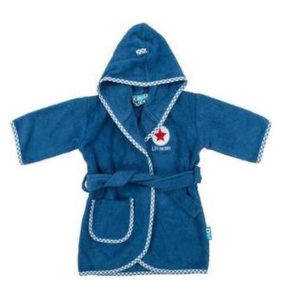 Halat de baie cu gluga, bumbac, 0-12 luni, albastru