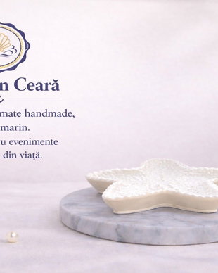 Tavă decorativă în formă de stea de mare  albă, stil marin, handmade
