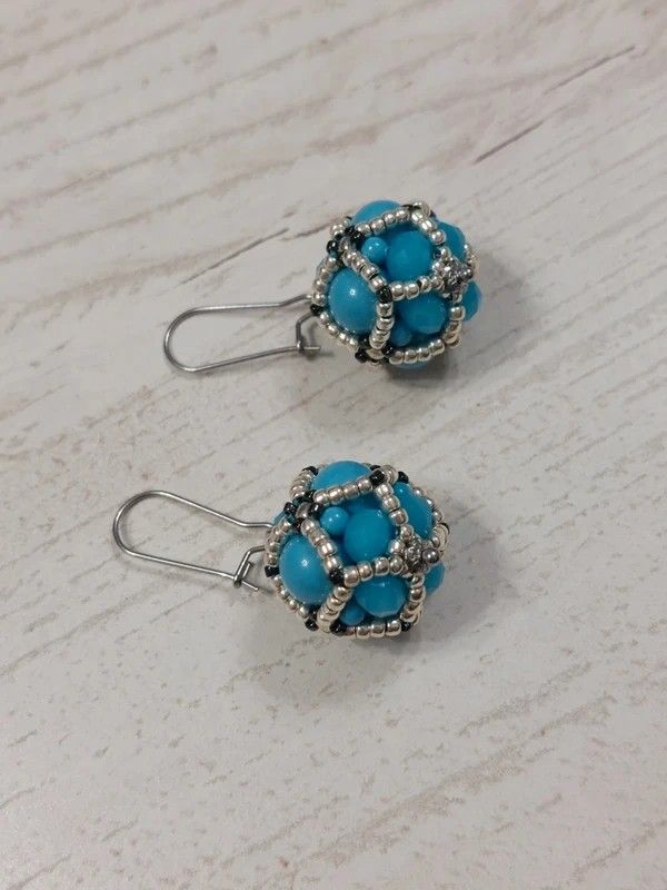 Cercei turcoaz cu perle Swarovski