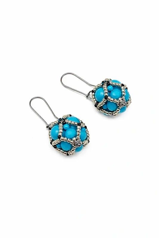 Cercei turcoaz cu perle Swarovski
