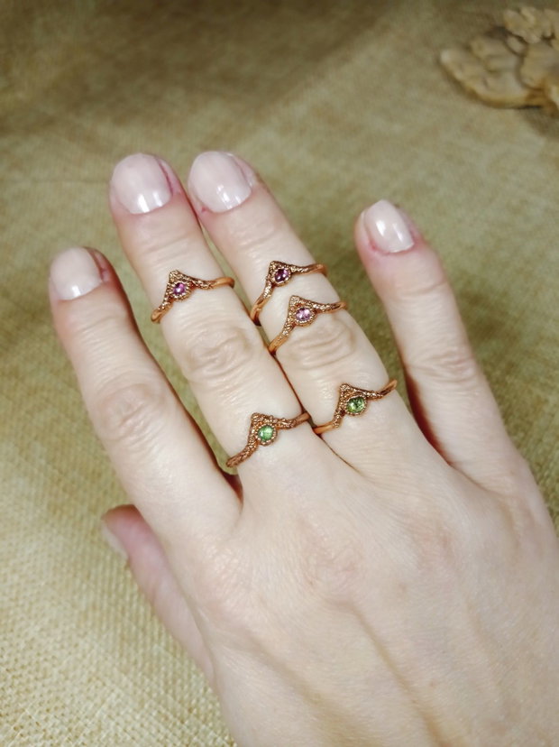 Inele Wishbone cu turmaline colorate