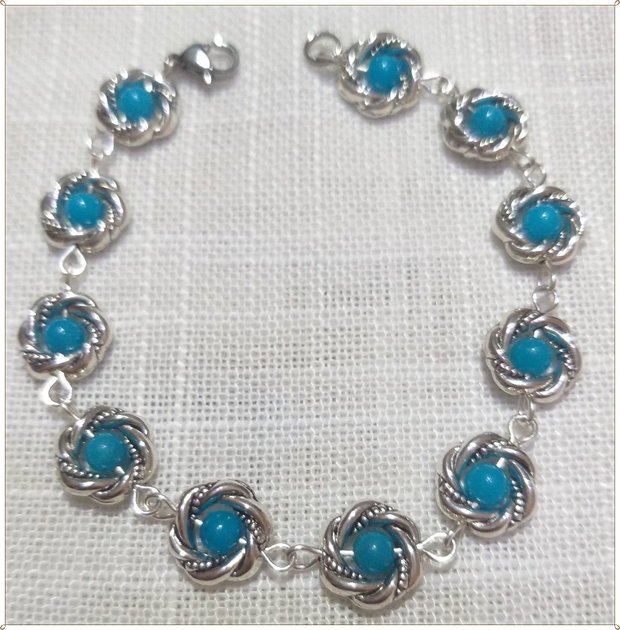 BRATARA- "COLACEI" ARGINTII SI SIDEF BLEU-TURCOAZ