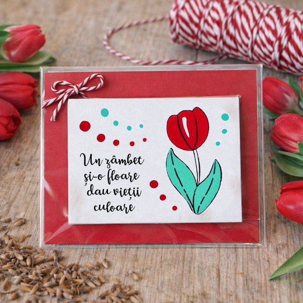 Martisor lalea magnet pictat manual personalizat cu mesaj