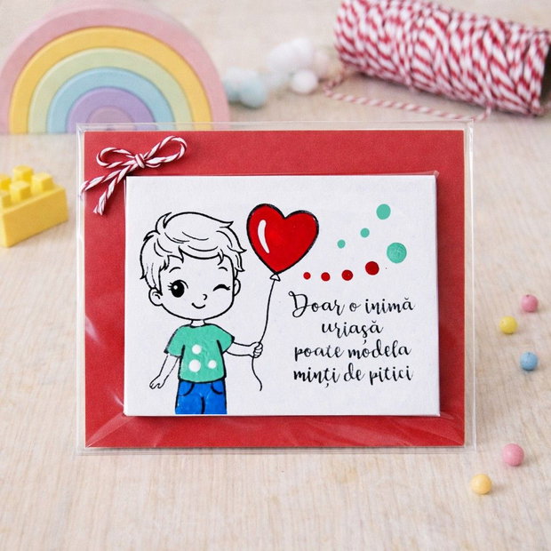 Martisor pentru educatoare magnet pictat manual cu mesaj