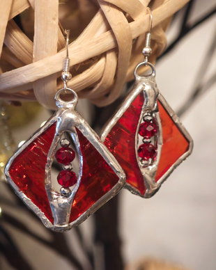 Cercei sticla și cristale Swarovski