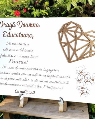 Plachetă din lemn educatoare cu mesaj