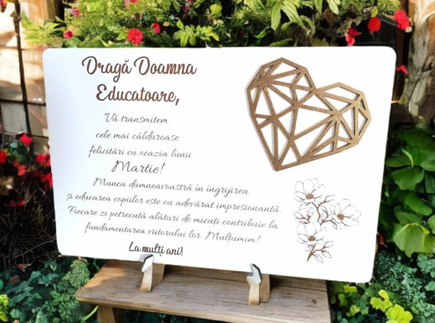 Plachetă din lemn educatoare cu mesaj