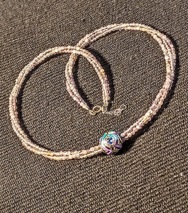 Colier argint X3 ametist charm argint emailat pana de paun minimalist boho chic multicolor