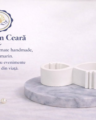 Recipient decorativ You me alb mat  obiect handmade din ceramică rece