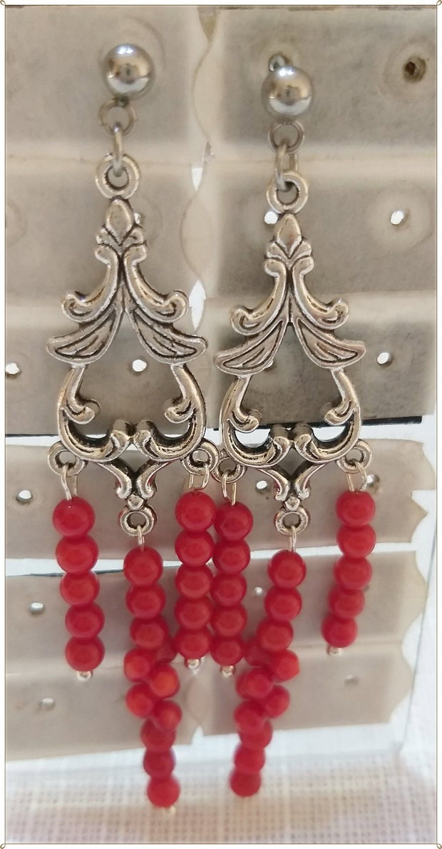 CERCEI CANDELABRU- CORAL ROSU