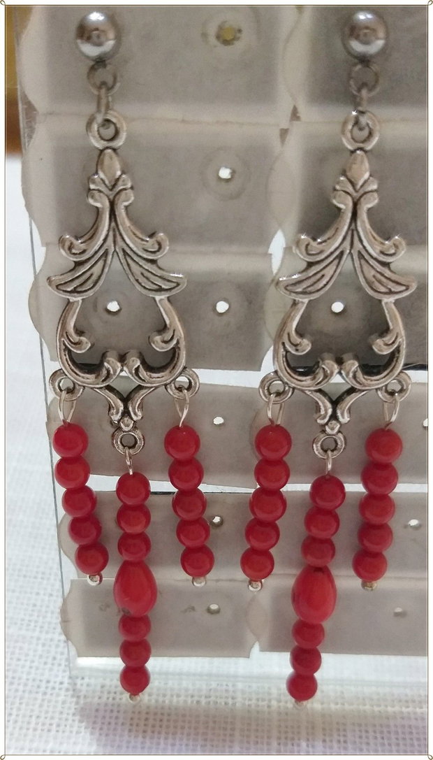 CERCEI CANDELABRU- CORAL ROSU