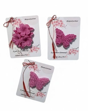 Set 3 Mărțișoare Parfumate din Ceară de Soia Handmade  Cadou 1 Martie