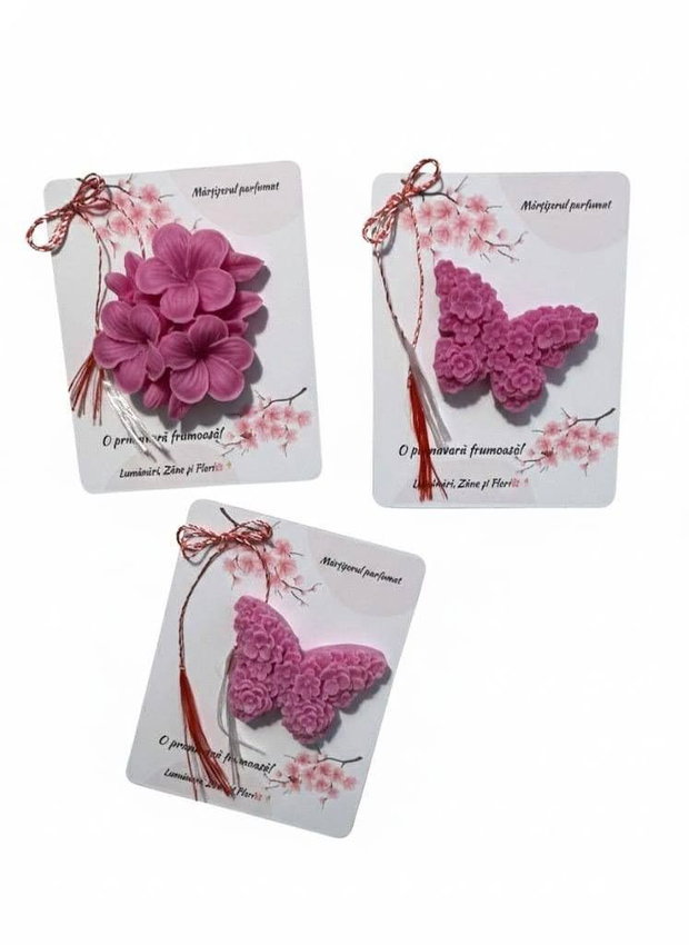Set 3 Mărțișoare Parfumate din Ceară de Soia Handmade Cadou 1 Martie