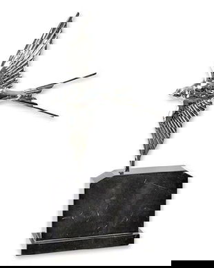 Randunica in zbor-statueta din bronz cu un soclu din marmura