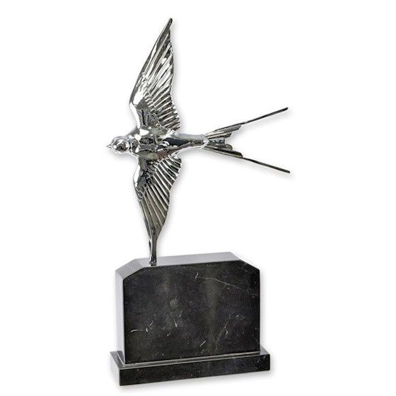 Randunica in zbor-statueta din bronz cu un soclu din marmura