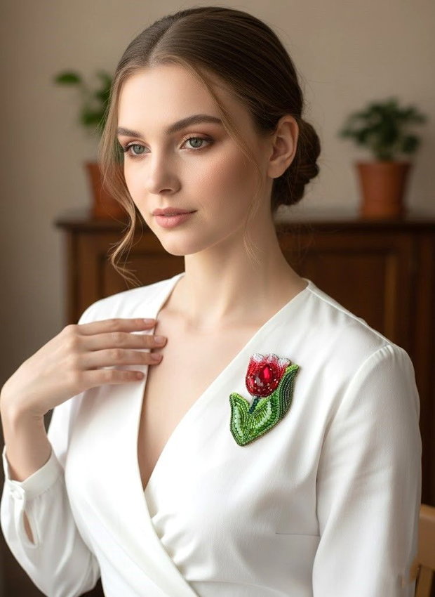 Lalea - Brosa broderie manuala