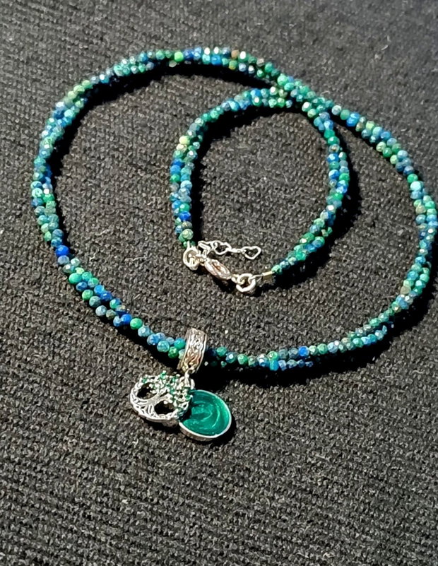 Rezervat Colier argint X2 crisocola charm argint arborele vietii stil celtic minimalist boho chic trendy