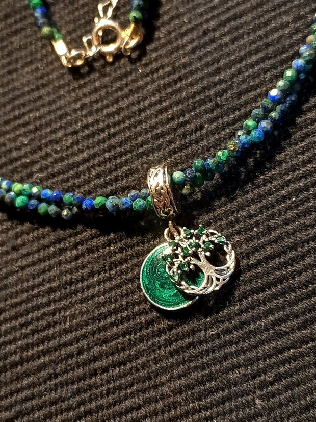Rezervat Colier argint X2 crisocola charm argint arborele vietii stil celtic minimalist boho chic trendy