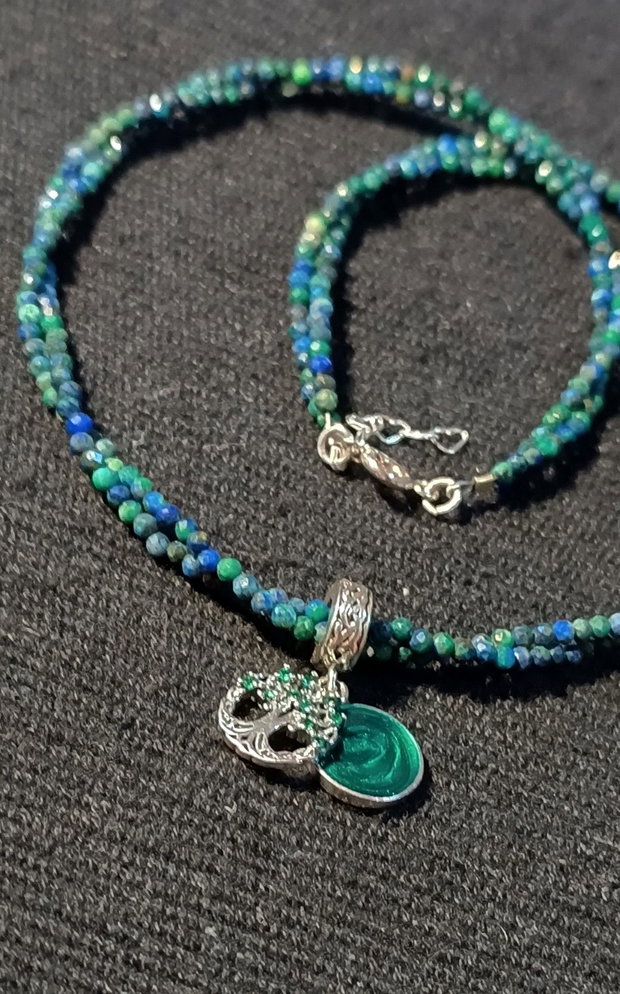 Rezervat Colier argint X2 crisocola charm argint arborele vietii stil celtic minimalist boho chic trendy