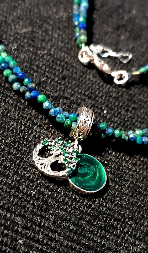 Rezervat Colier argint X2 crisocola charm argint arborele vietii stil celtic minimalist boho chic trendy