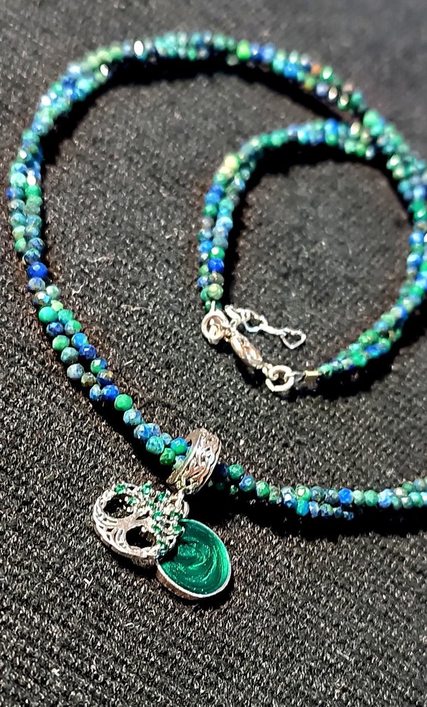 Rezervat Colier argint X2 crisocola charm argint arborele vietii stil celtic minimalist boho chic trendy