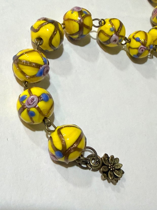 BRĂȚARĂ TONIC YELLOW-lampwork,bronz