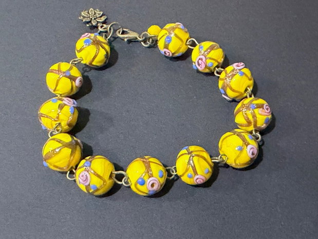 BRĂȚARĂ TONIC YELLOW-lampwork,bronz