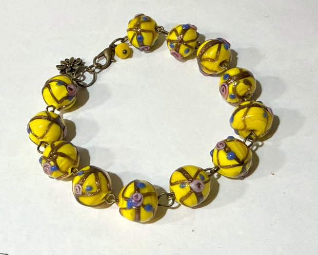 BRĂȚARĂ TONIC YELLOW-lampwork,bronz